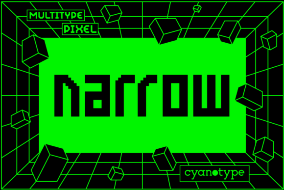 MultiType Pixel Narrow: A Distorted, Trendy Display Typeface