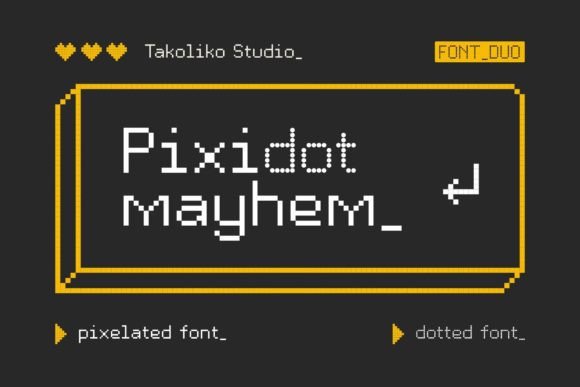 Pixidot Mayhem: Retro Digital Font Fusion